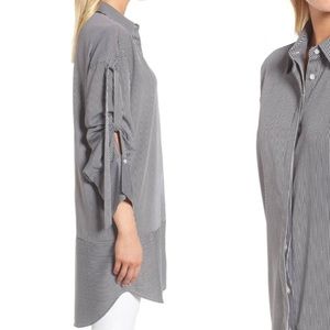 Striped Trouvé Silk Tie Sleeve Buffon down